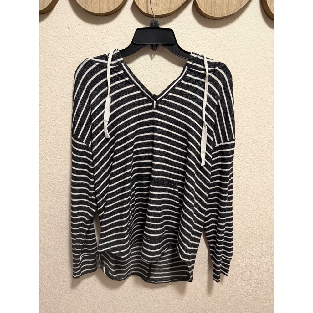 Market &‎ Spruce Black striped Hoodie Size L petite